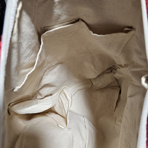 Quilted Patchwork Of Boy Duck Playing Baseball On A Corduroy Bag With Handles - Picture 4 of 4